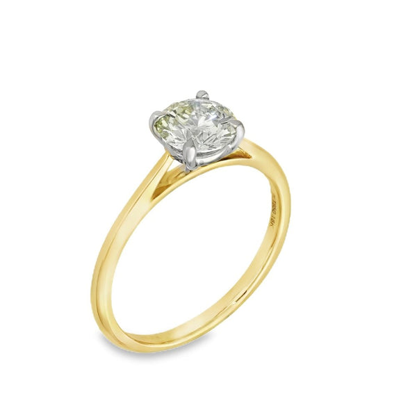 18ct Yellow Gold Certified Diamond Engagement Ring - 1.12ct