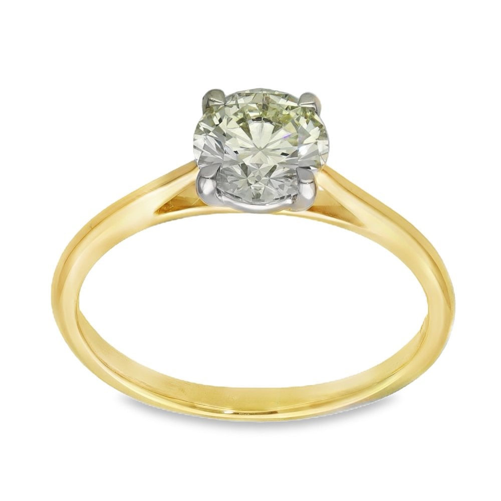 18ct Yellow Gold Certified Diamond Engagement Ring - 1.12ct
