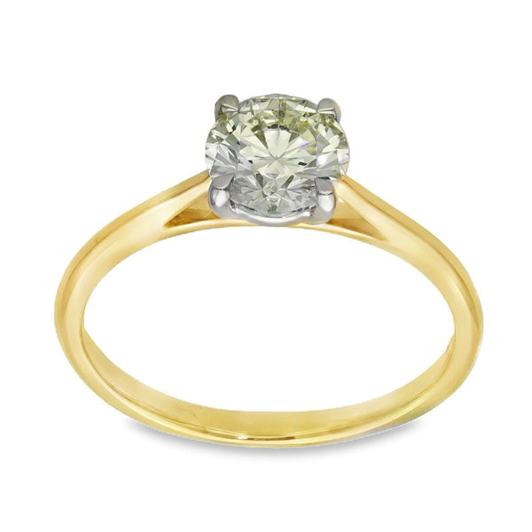 18ct Yellow Gold Certified Diamond Engagement Ring - 1.12ct