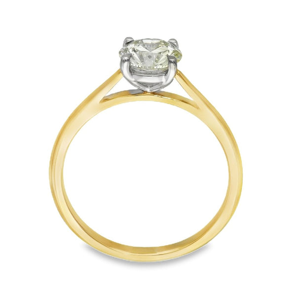 18ct Yellow Gold Certified Diamond Engagement Ring - 1.12ct