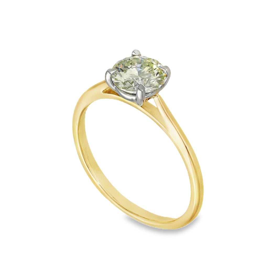 18ct Yellow Gold Certified Diamond Engagement Ring - 1.12ct