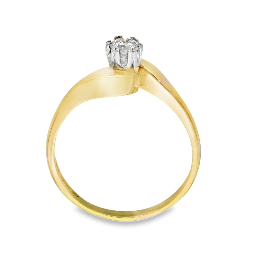 18ct Yellow Gold Diamond Twist Engagement Ring - Size O½ -0.25ct