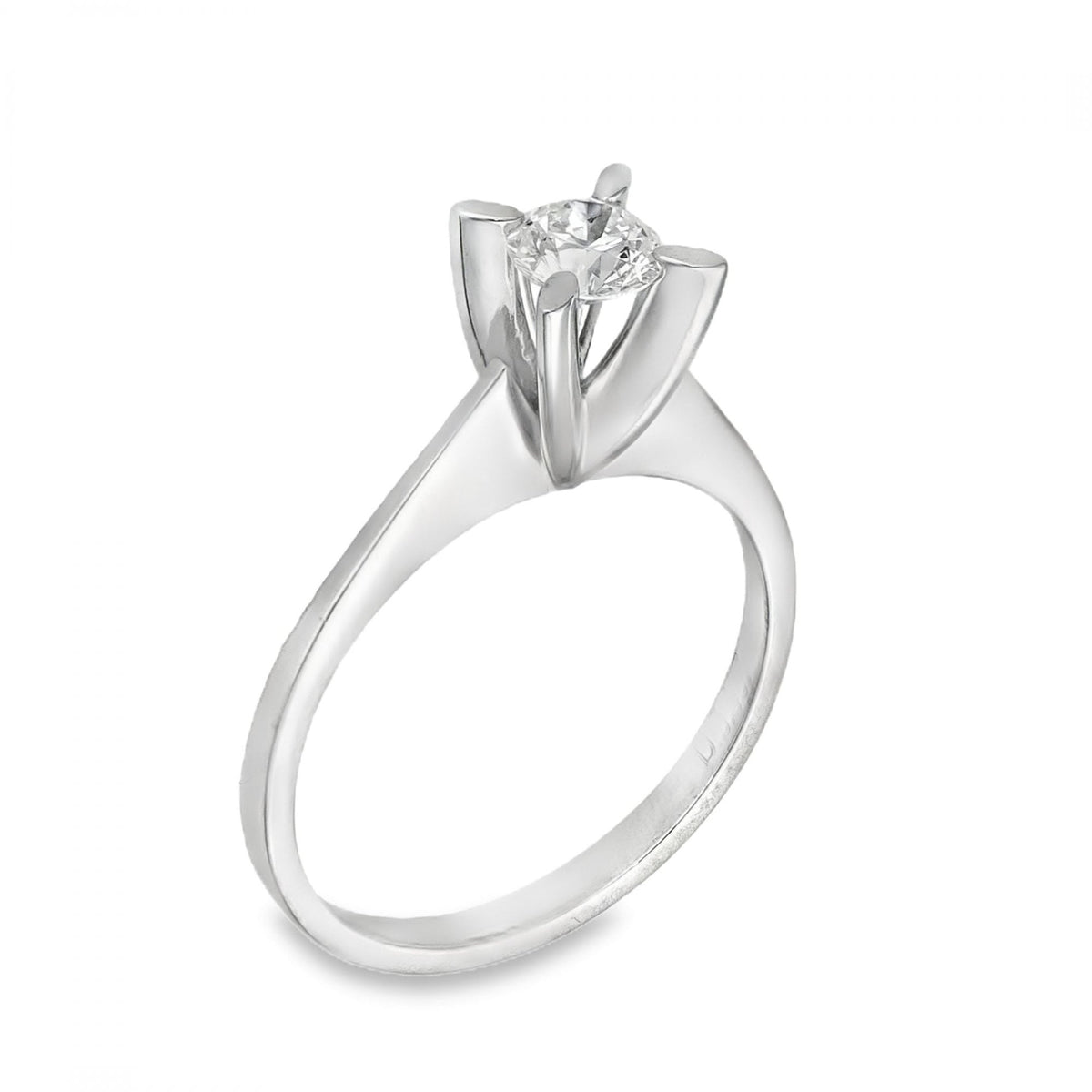 14ct White Gold Diamond Engagement Ring - Size M - 0.407ct