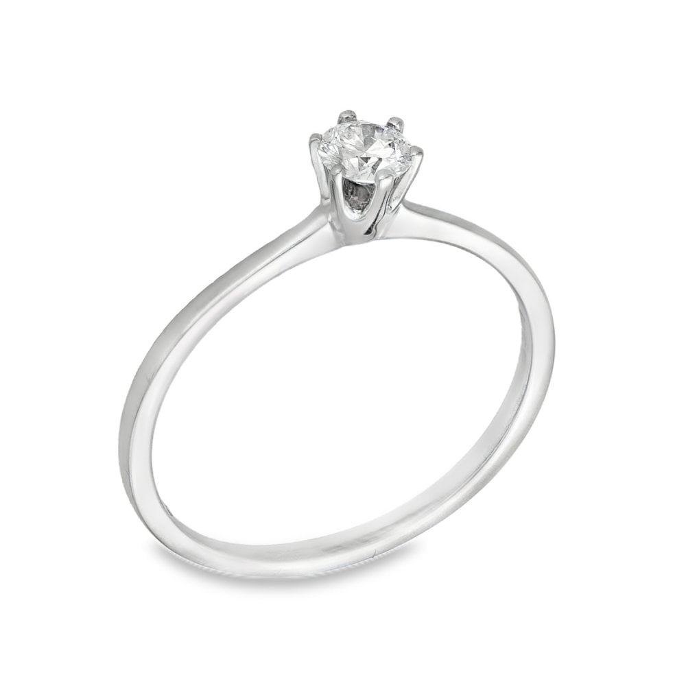 18ct White Gold Diamond Engagement Ring - Size P - 0.25ct
