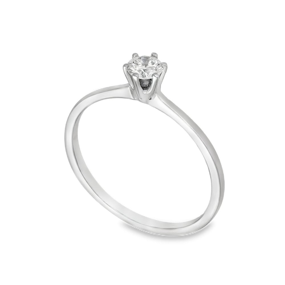 18ct White Gold Diamond Engagement Ring - Size P - 0.25ct