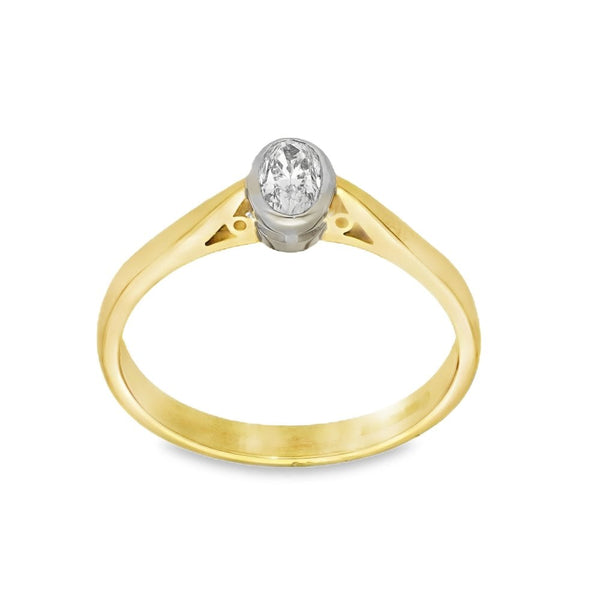 18ct Yellow Gold Diamond Engagement Ring - Size P - 0.26ct