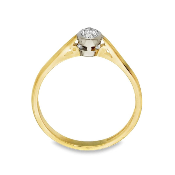 18ct Yellow Gold Diamond Engagement Ring - Size P - 0.26ct