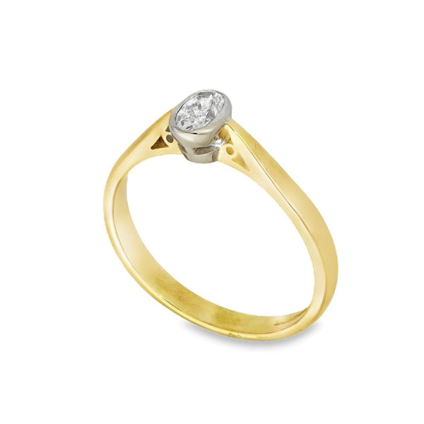 18ct Yellow Gold Diamond Engagement Ring - Size P - 0.26ct