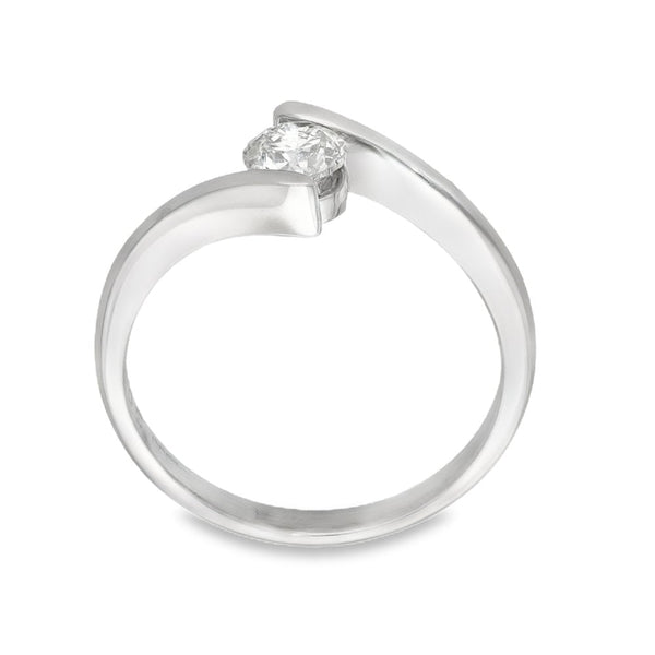 9ct White Gold Diamond Twist Engagement Ring - Size N½ - 0.50ct