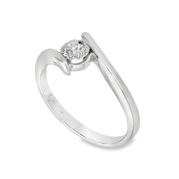 9ct White Gold Diamond Twist Engagement Ring - Size N½ - 0.50ct