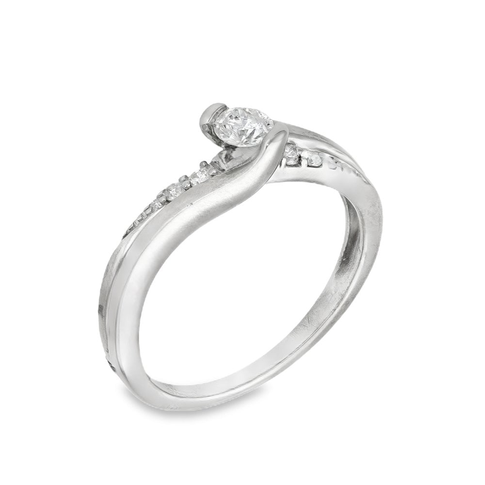 9ct White Gold Diamond Twist Engagement Ring - 0.25ct