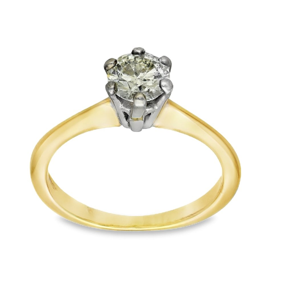 18ct Yellow Gold Diamond Engagement Ring - Size L - 0.68ct