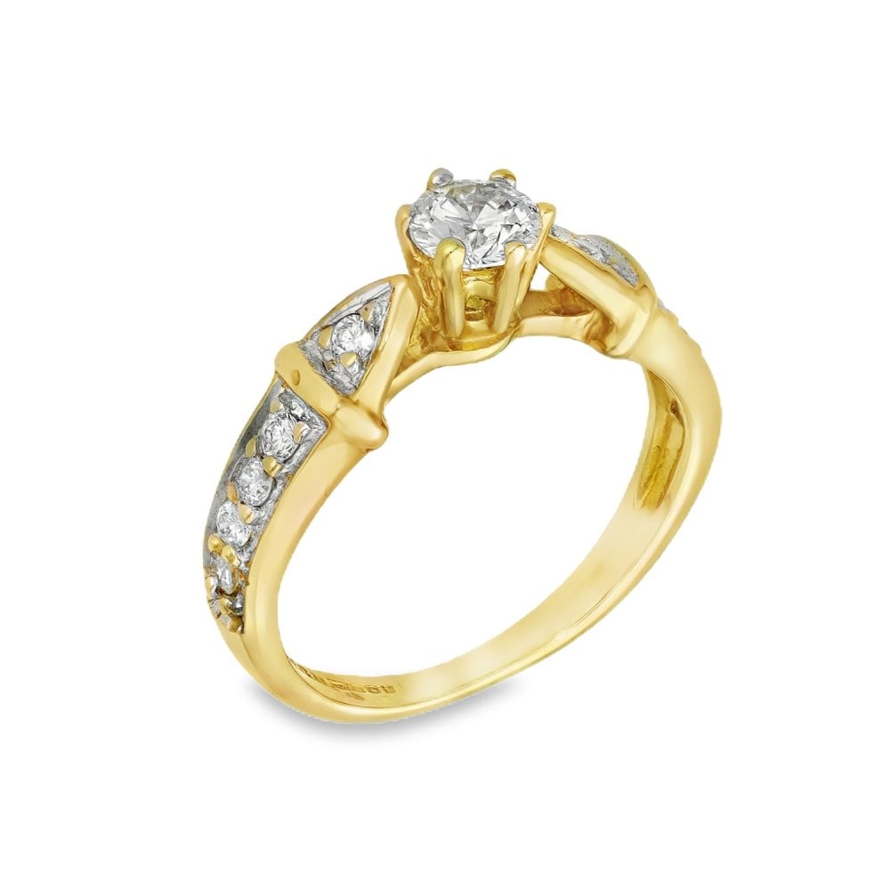 18ct Yellow Gold Diamond Engagement Ring - Size I - 0.55ct