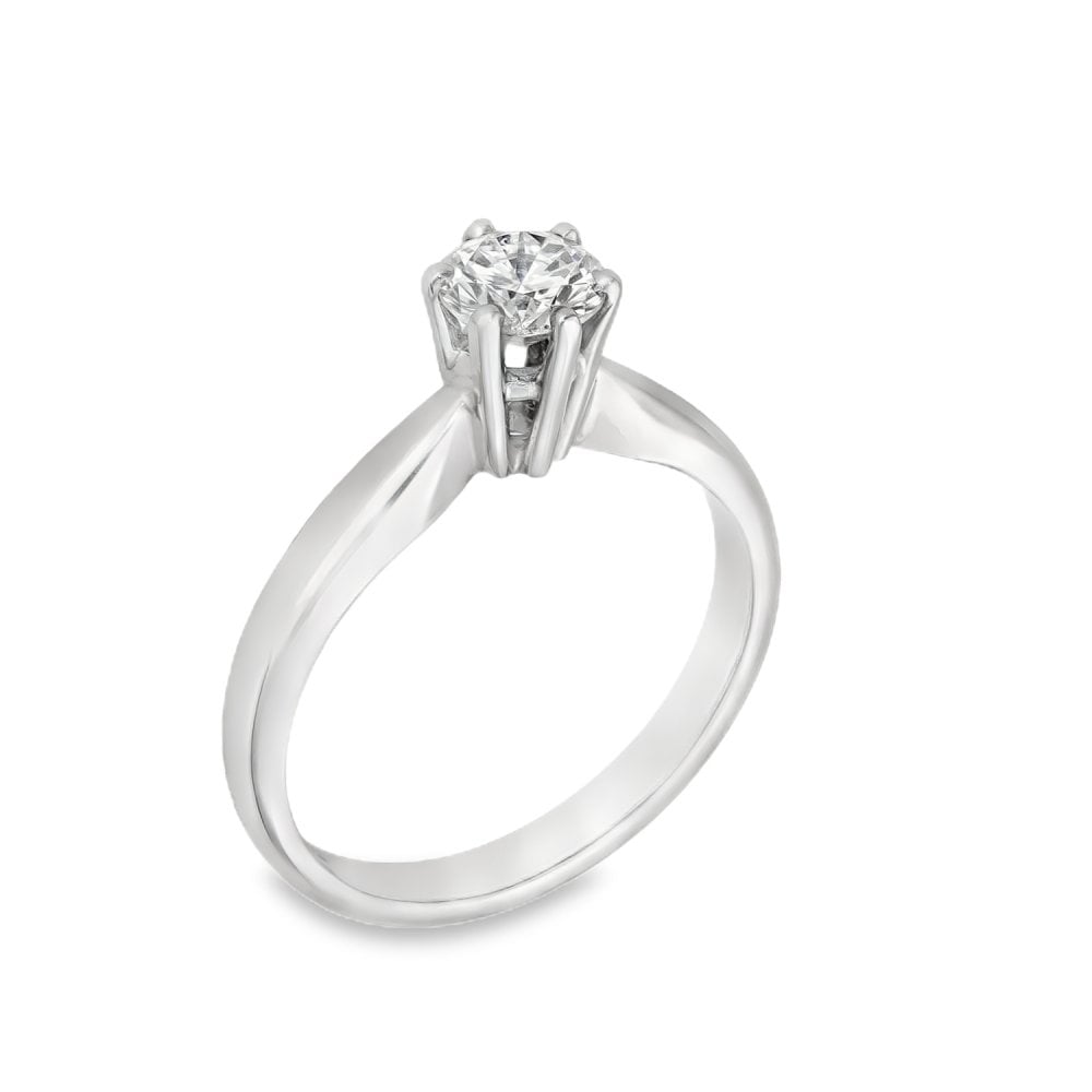 18ct White Gold Diamond Engagement Ring - Size K - 0.51ct