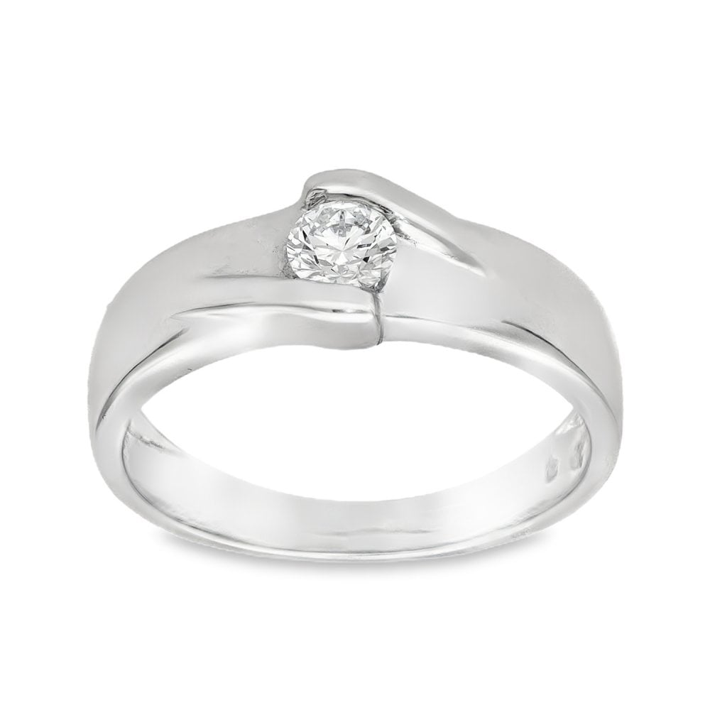 18ct White Gold Diamond Engagement Ring - Size L½ - 0.24ct