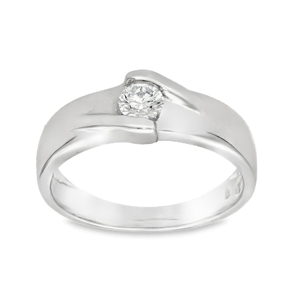 18ct White Gold Diamond Engagement Ring - Size L½ - 0.24ct