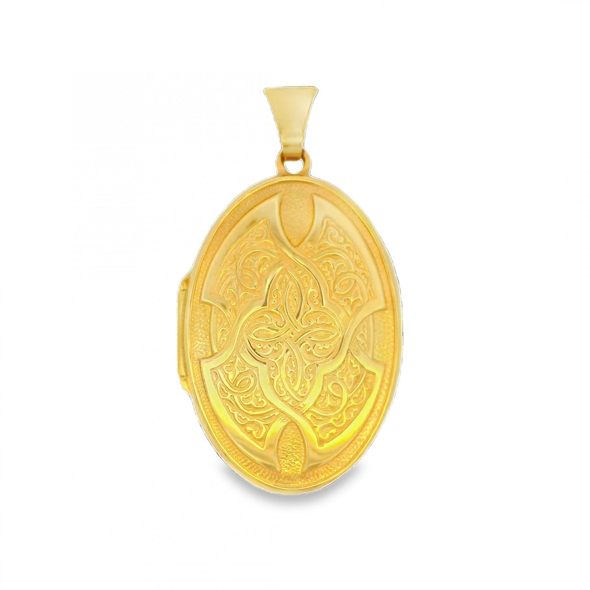 9ct Yellow Gold Engraved Oval Locket - 23x35x6mm - 4.2g