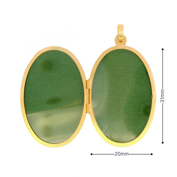 9ct Yellow Gold Flower & Feather Engraved Locket - 23x37x7mm