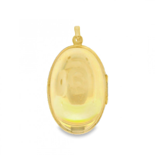 9ct Yellow Gold Flower & Feather Engraved Locket - 23x37x7mm