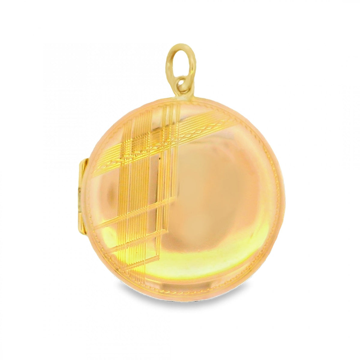Ladies 9ct Yellow Gold Engraved Round Locket - 25x25x5mm - 3.8g
