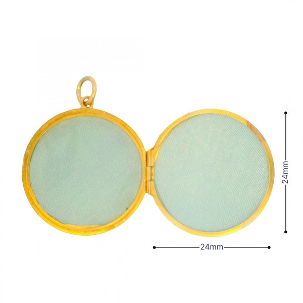 Ladies 9ct Yellow Gold Engraved Round Locket - 25x25x5mm - 3.8g