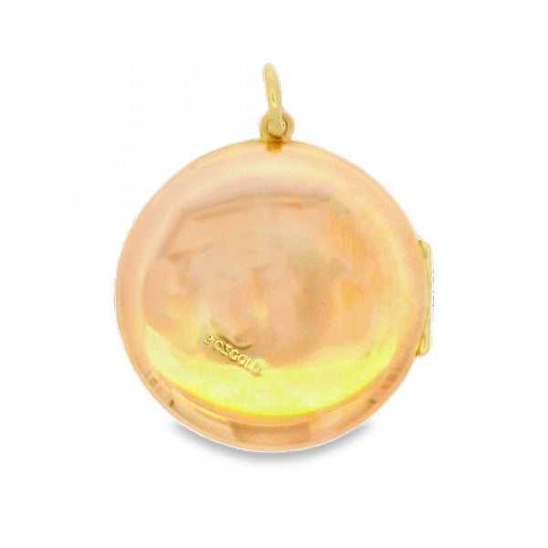Ladies 9ct Yellow Gold Engraved Round Locket - 25x25x5mm - 3.8g
