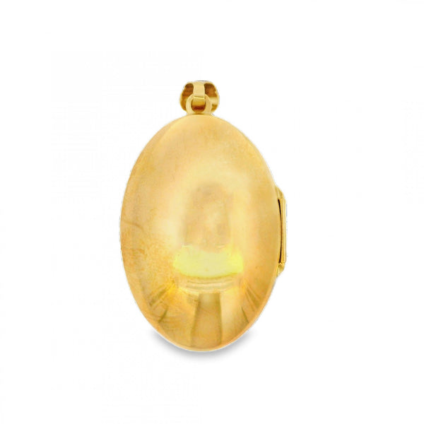 9ct Yellow Gold Diamond Set Engraved Locket - 23x35x13mm - 4.5g