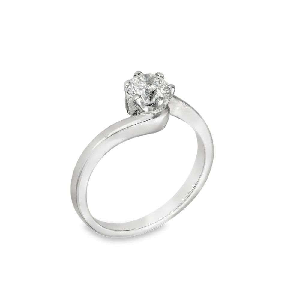 18ct White Gold Diamond Twist Engagement Ring - I½ - 0.50ct