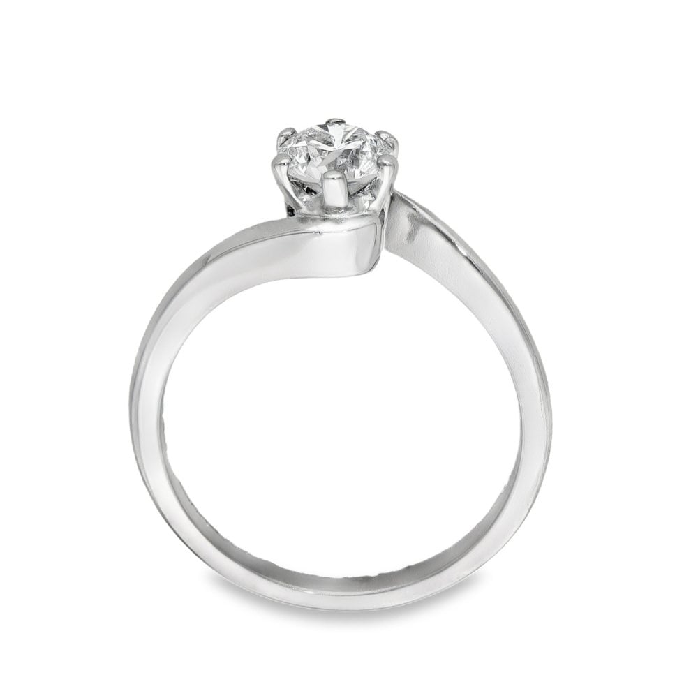 18ct White Gold Diamond Twist Engagement Ring - I½ - 0.50ct
