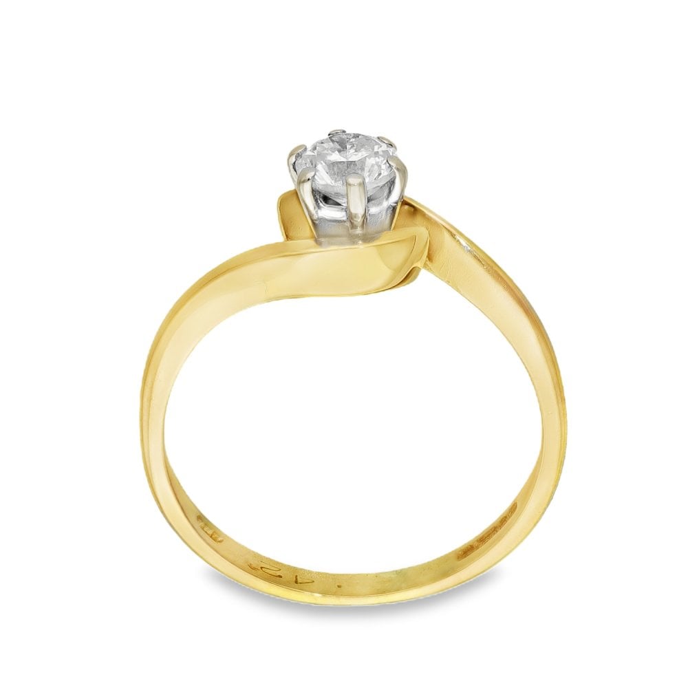 18ct Yellow Gold Diamond Twist Engagement Ring - 0.42ct