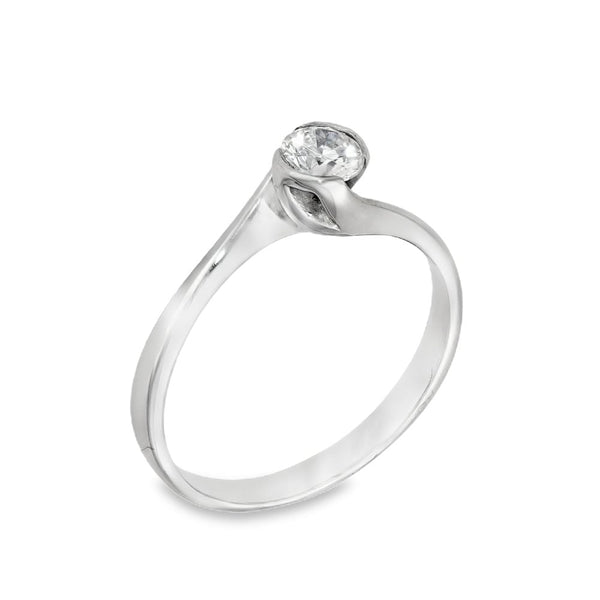 18ct White Gold Diamond Twist Engagement Ring - 0.34ct