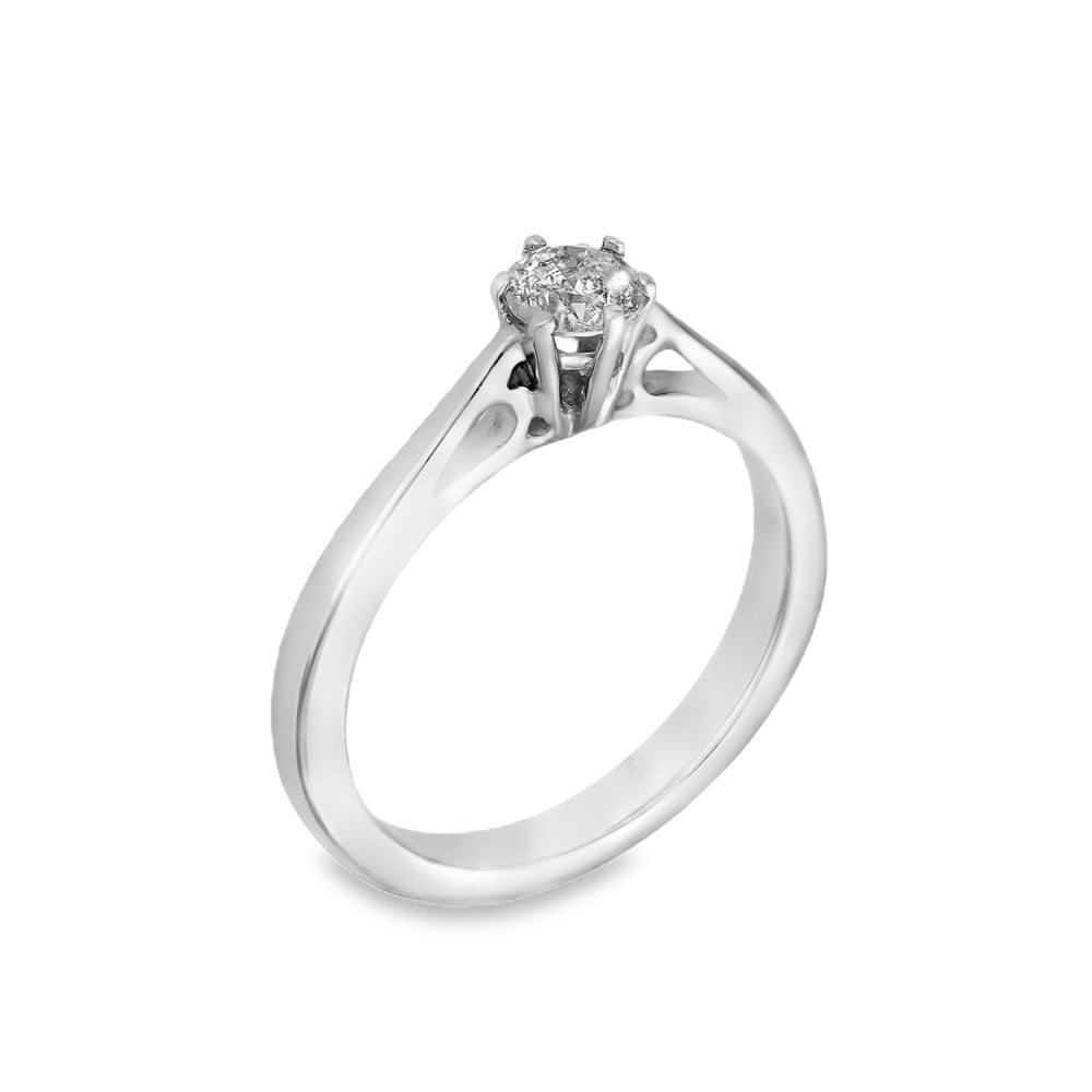18ct White Gold Diamond Engagement Ring - Size I½ - 0.30ct