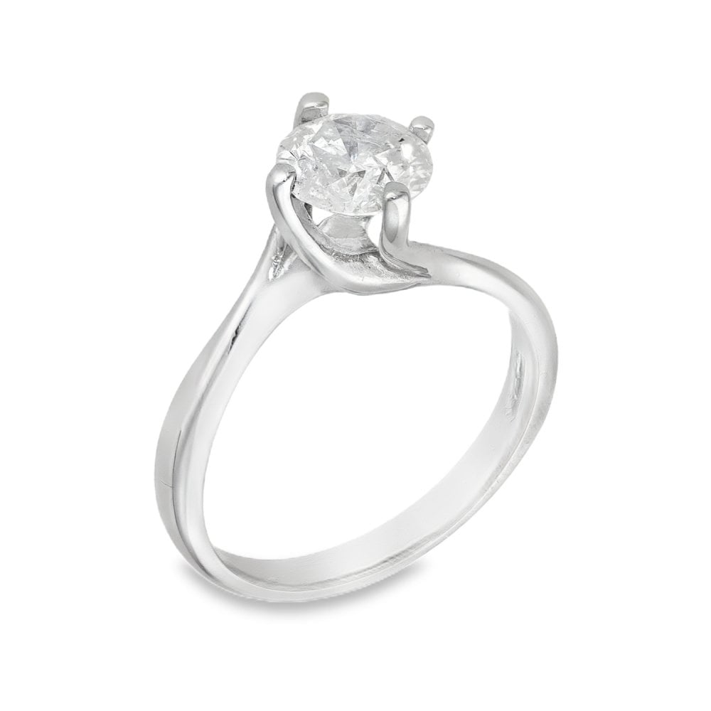 18ct White Gold Diamond Twist Engagement Ring - Size K - 1.07ct