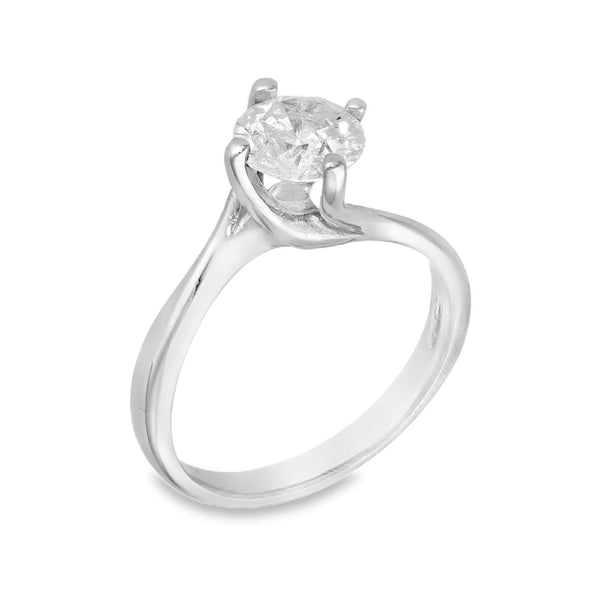 18ct White Gold Diamond Twist Engagement Ring - Size K - 1.07ct