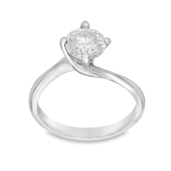18ct White Gold Diamond Twist Engagement Ring - Size K - 1.07ct