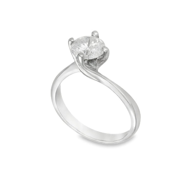 18ct White Gold Diamond Twist Engagement Ring - Size K - 1.07ct