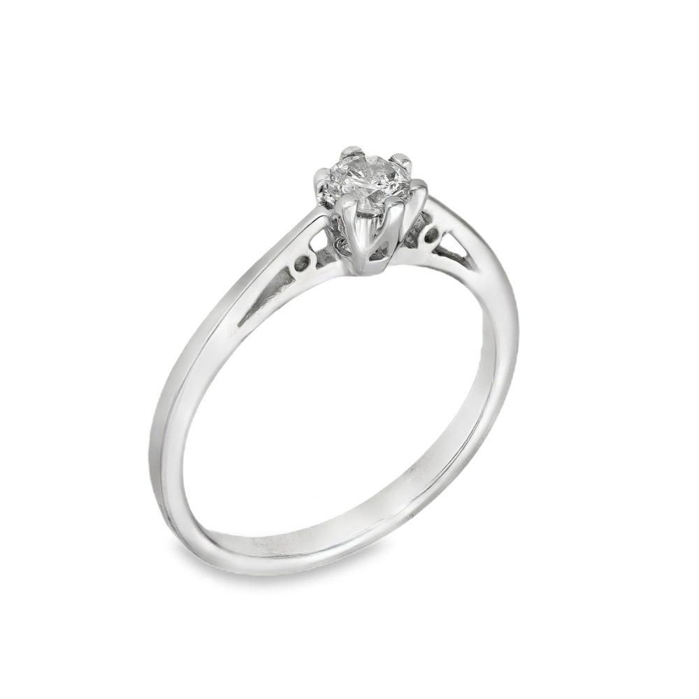 9ct White Gold Diamond Engagement Ring - Size K - 0.25ct