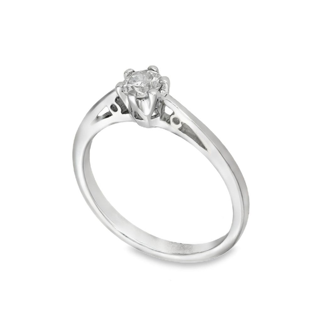 9ct White Gold Diamond Engagement Ring - Size K - 0.25ct