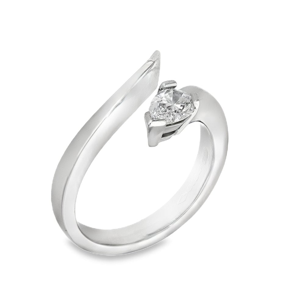 Platinum Pear Cut Diamond Twist Ring - Size M - 0.50ct