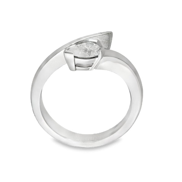 Platinum Pear Cut Diamond Twist Ring - Size M - 0.50ct