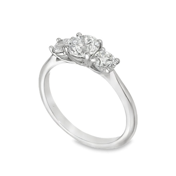 1.30ct White Gold Diamond Trilogy Ring - F/VS2