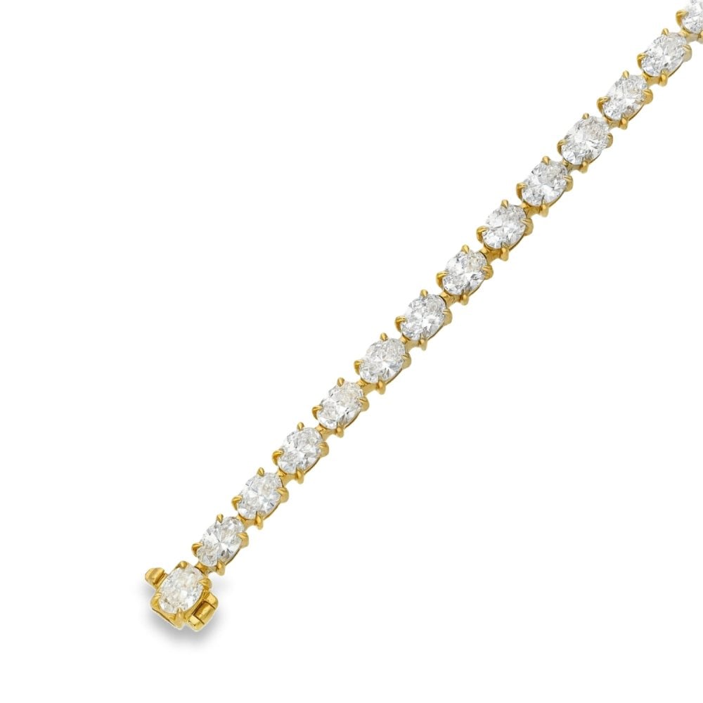 7.00ct Yellow Gold Certified Diamond Tennis Bracelet - F/VS2