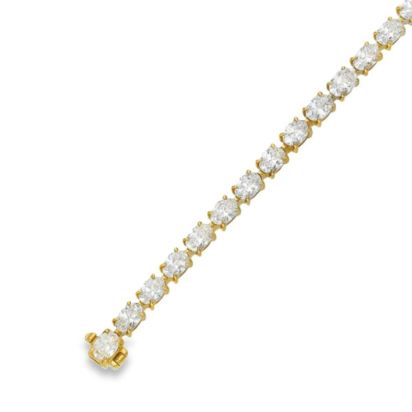 7.00ct Yellow Gold Certified Diamond Tennis Bracelet - F/VS2