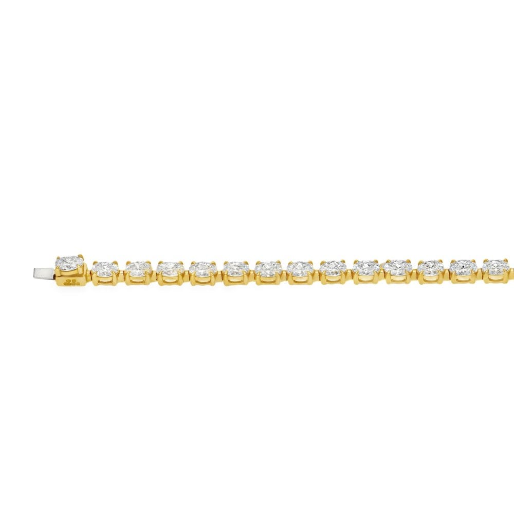 7.00ct Yellow Gold Certified Diamond Tennis Bracelet - F/VS2