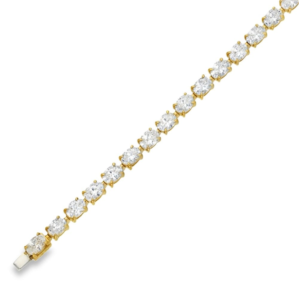 7.00ct Yellow Gold Certified Diamond Tennis Bracelet - F/VS2