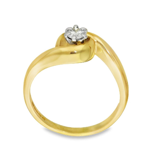 18ct Yellow Gold Diamond Twist Engagement Ring - Size N - 0.25ct