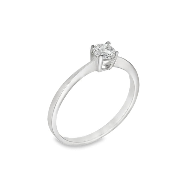 18ct White Gold Diamond Engagement Ring - Size K½ - 0.25ct