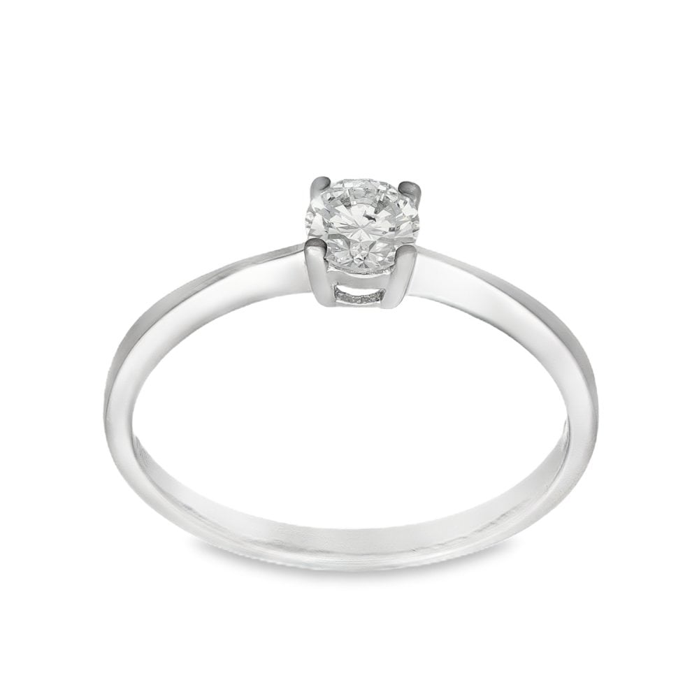 18ct White Gold Diamond Engagement Ring - Size K½ - 0.25ct