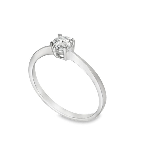 18ct White Gold Diamond Engagement Ring - Size K½ - 0.25ct