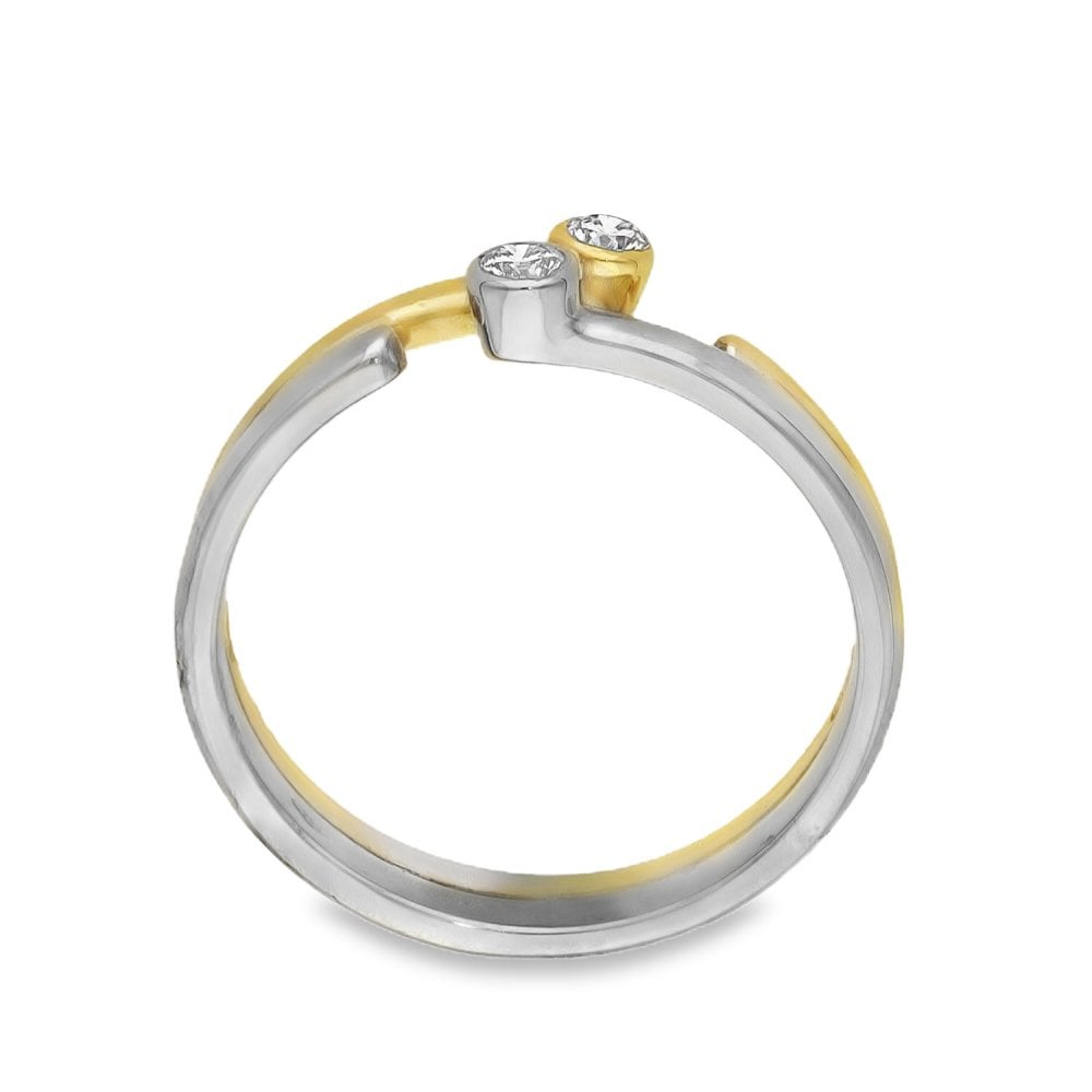 18ct Yellow & White Gold Diamond Ring - Size J½ - 0.10ct